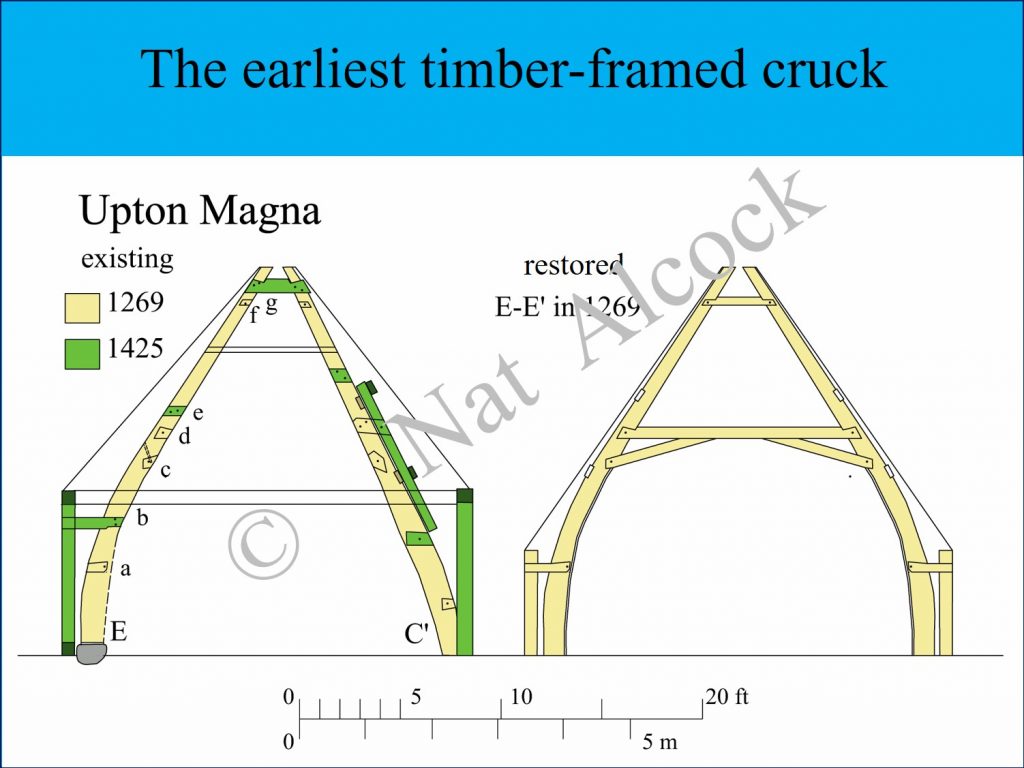 Slide 31 from Nat Alcock webinar on 24 October: Earliest Timber framed cruck